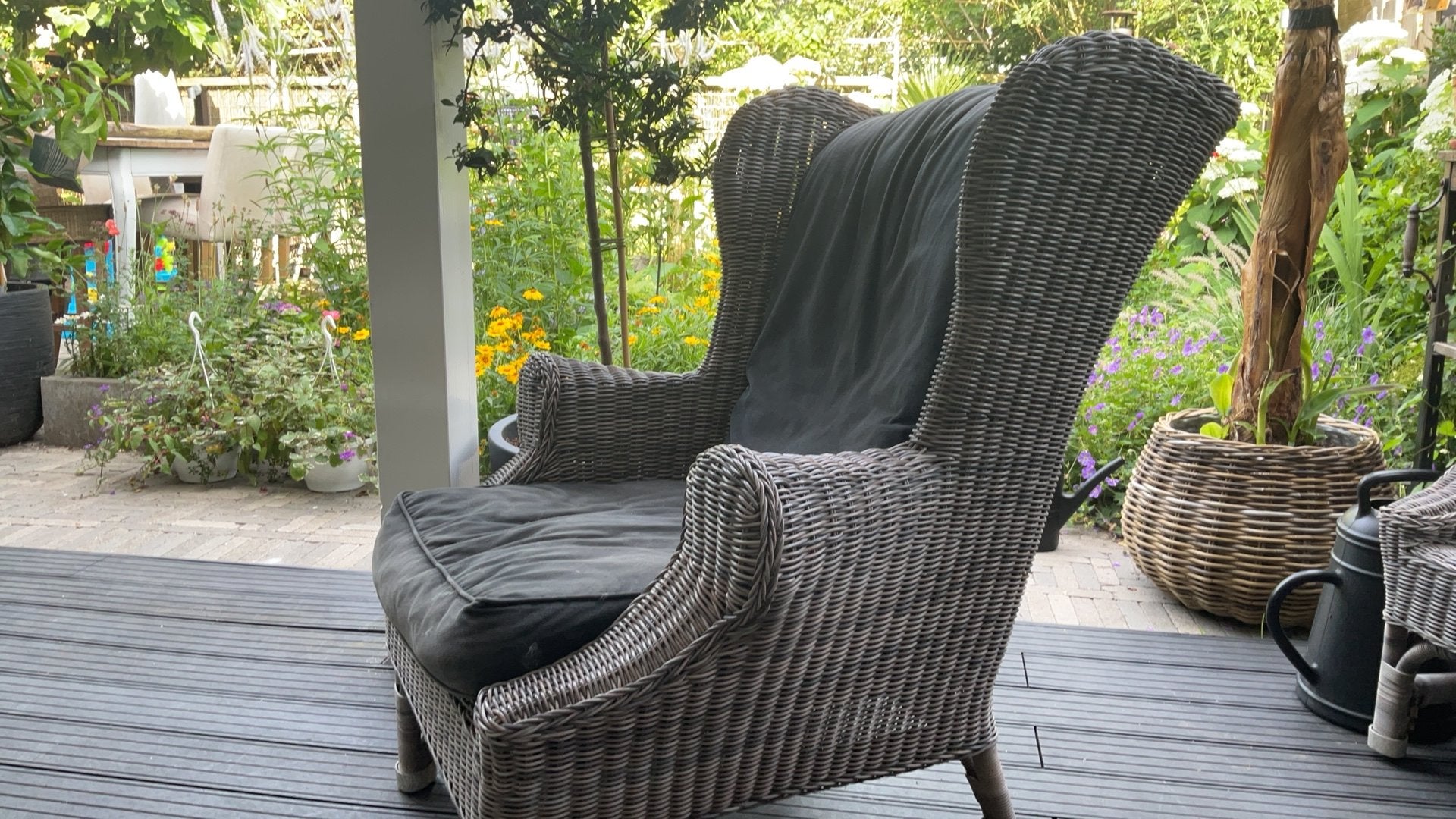 4 Riviera Maison Nicolas Wing stoelen met hockers, Tuin en Terras, Tuinmeubel-accessoires, Ophalen, Gebruikt