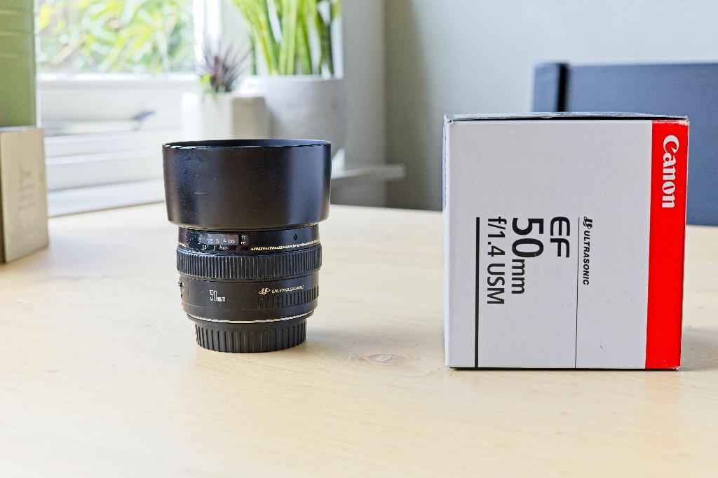 Canon EF 50mm f/1.4 USM + B+W filter, Ophalen of Verzenden, Zo goed als nieuw, Standaardlens