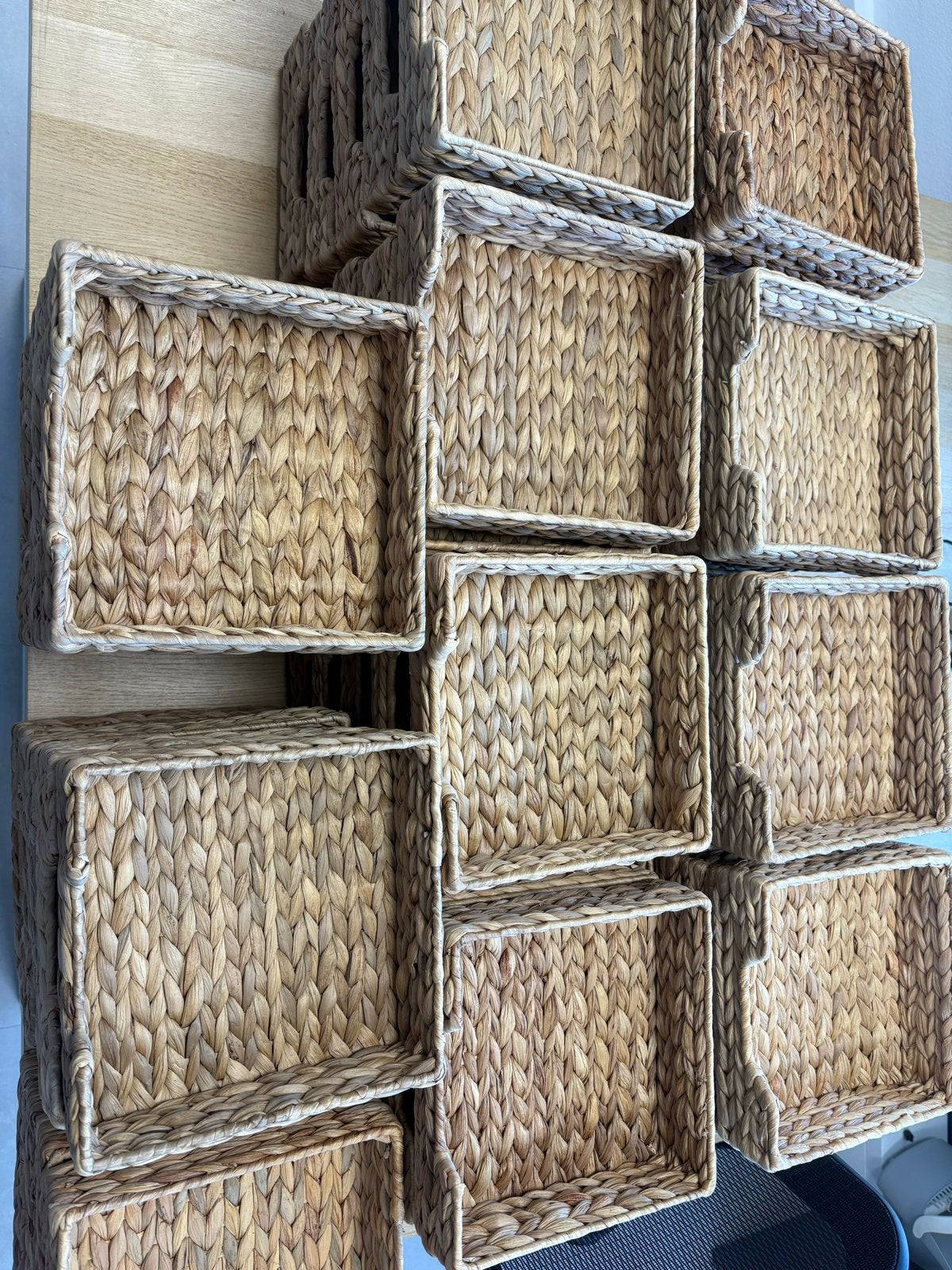 54 x Ikea Cissan Waterhyacint Manden 23x23 cm - 54 stuks, Ophalen, Gebruikt, Gevlochten, Mand