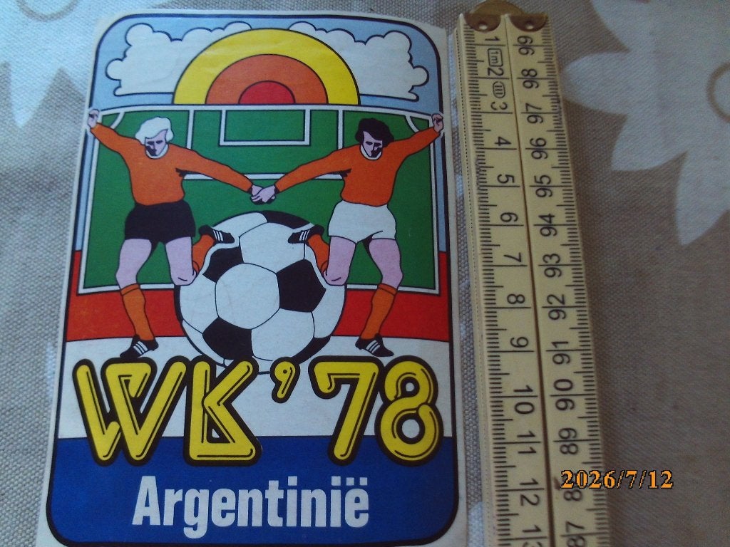 voetbal WK sticker 1978 ongebruikt Argentinië Oranje kleur, Ophalen of Verzenden, Zo goed als nieuw, Sport