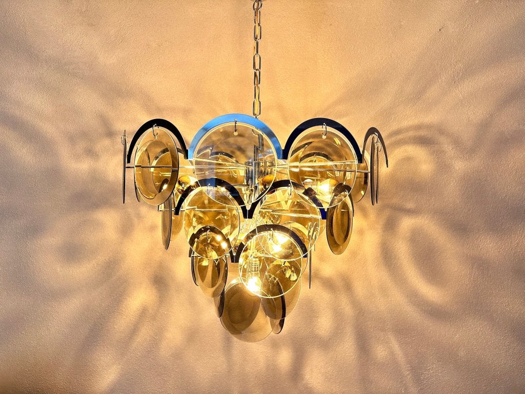 Vintage Murano Vistosi kroonluchter, Niet ingevuld, Vistosi, Gebruikt, Mid century modern