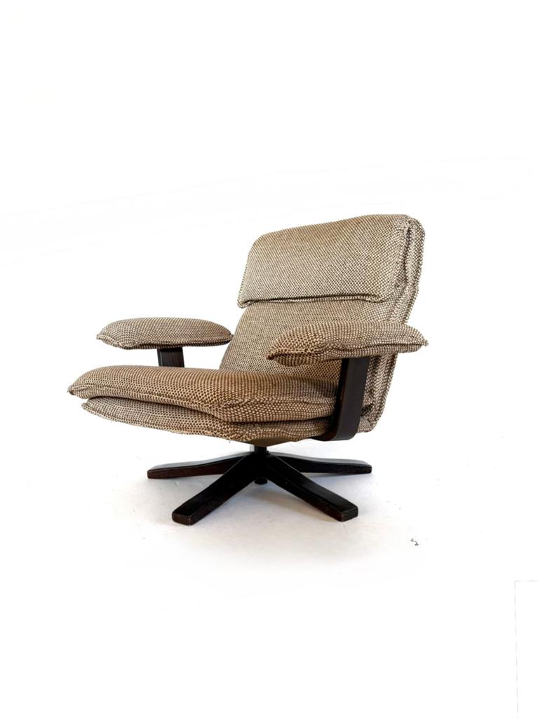 Vintage swivel draaifauteuil, jaren ‘80, Huis en Inrichting, Fauteuils, Zo goed als nieuw, Hout, Metaal, Stof, 75 tot 100 cm, 75 tot 100 cm