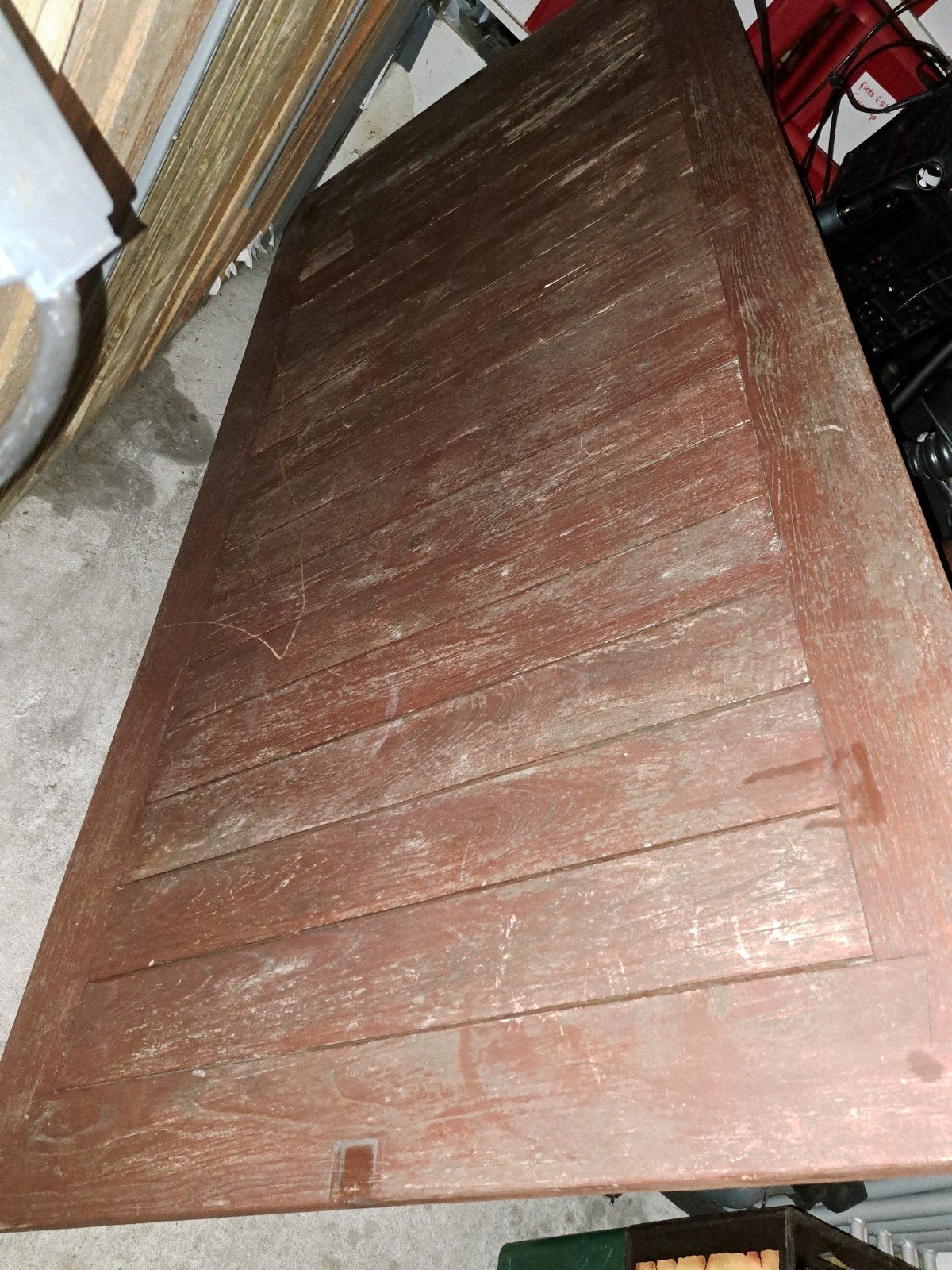 gratis gebruikte houten tuintafel 2,05 meter, Ophalen, Gebruikt, Rechthoekig, Hout