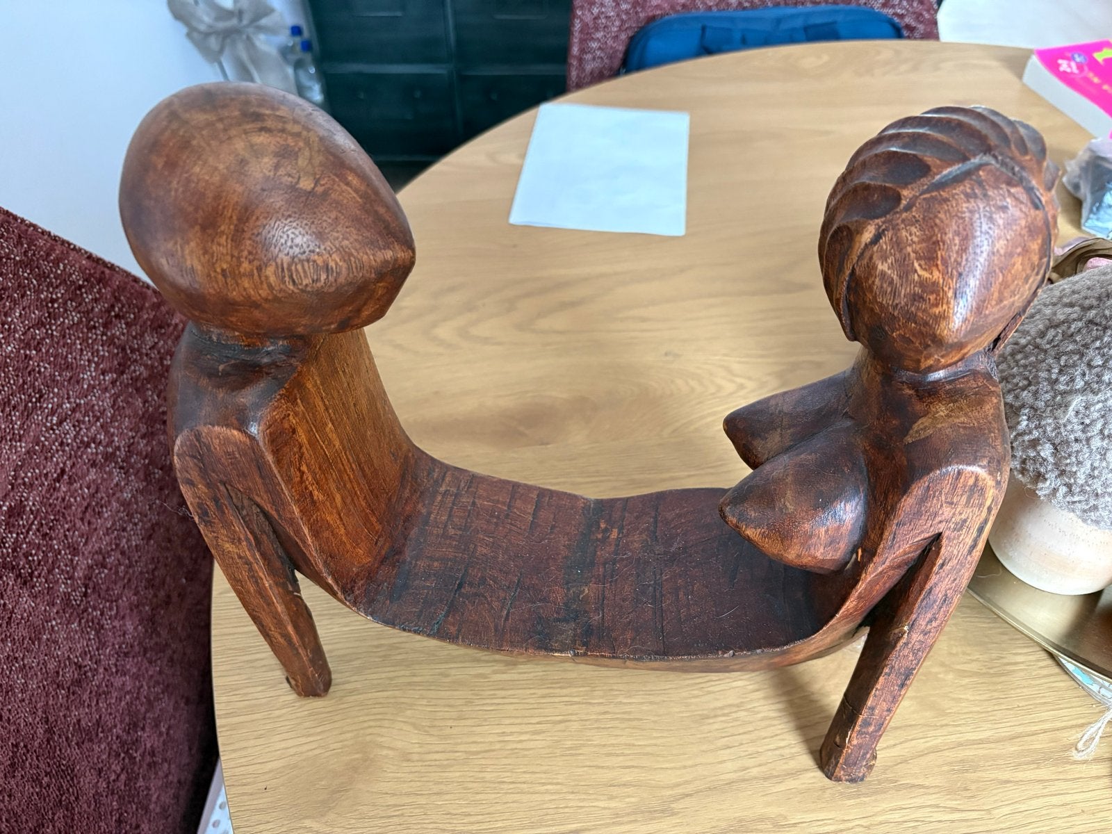 Vintage houten slaapkussen / hoofdsteun, Antiek en Kunst, Ophalen
