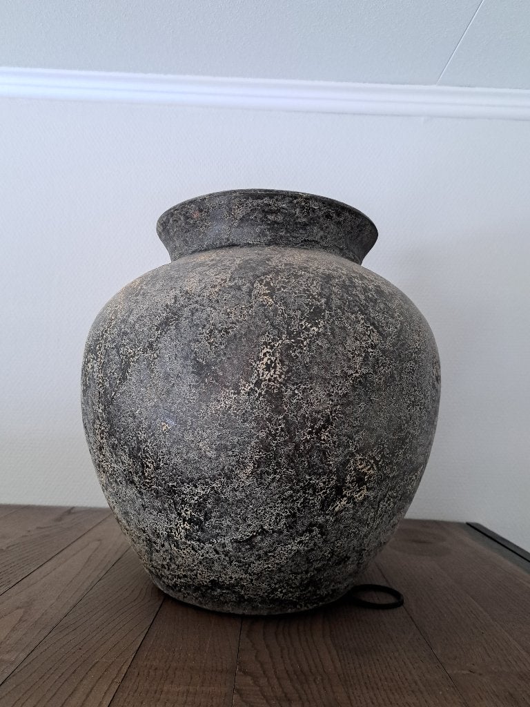 Grote sobere pot, landelijke kruik, bruin/grijs., Huis en Inrichting, Woonaccessoires | Overige, Ophalen, Grijs, Steen/keramiek