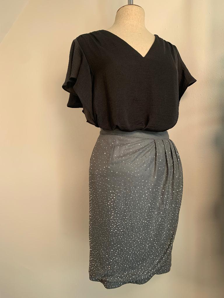 H&M Blouse Top korte mouw zwart S/36, H&M, Verzenden, Zwart, Zo goed als nieuw