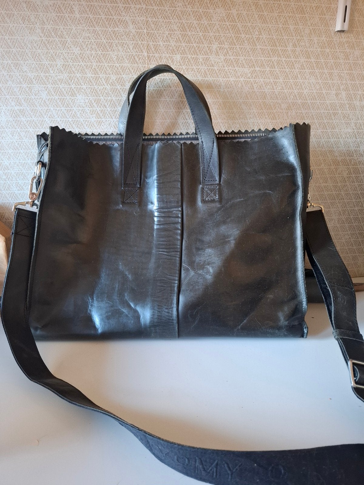 MYOMY laptop Tas - Zwart Leer, Ophalen, Zo goed als nieuw, Zwart, Shopper