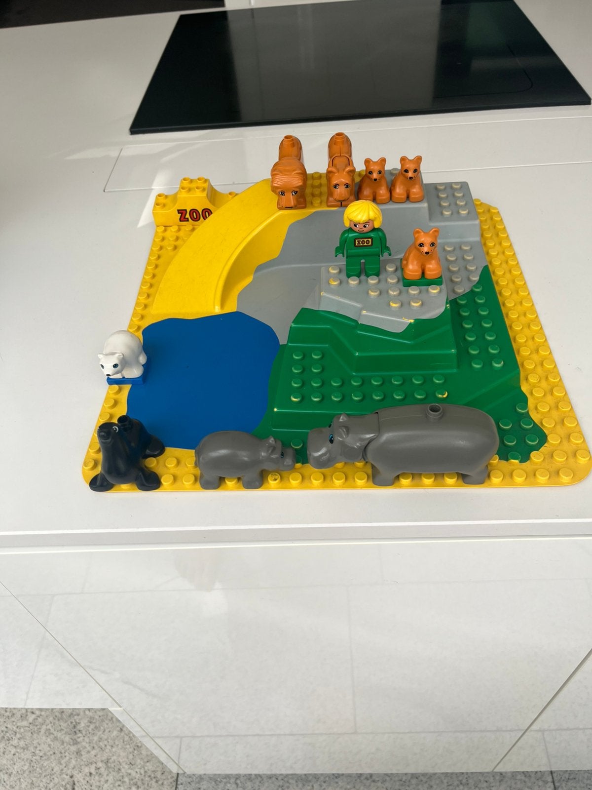 Lego Duplo vintage Zoo bodemplaat met oa leeuwen nijlpaard, Ophalen of Verzenden, Zo goed als nieuw, Duplo
