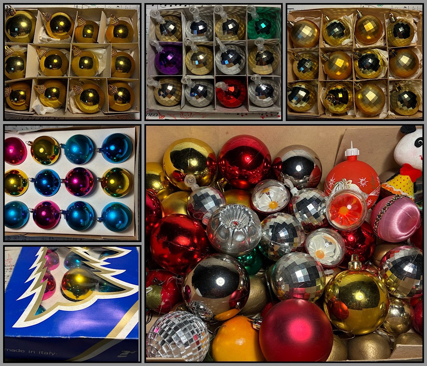 Vintage kunststof kerstballen uit Italië o.a.discoballen, Diversen, Ophalen of Verzenden