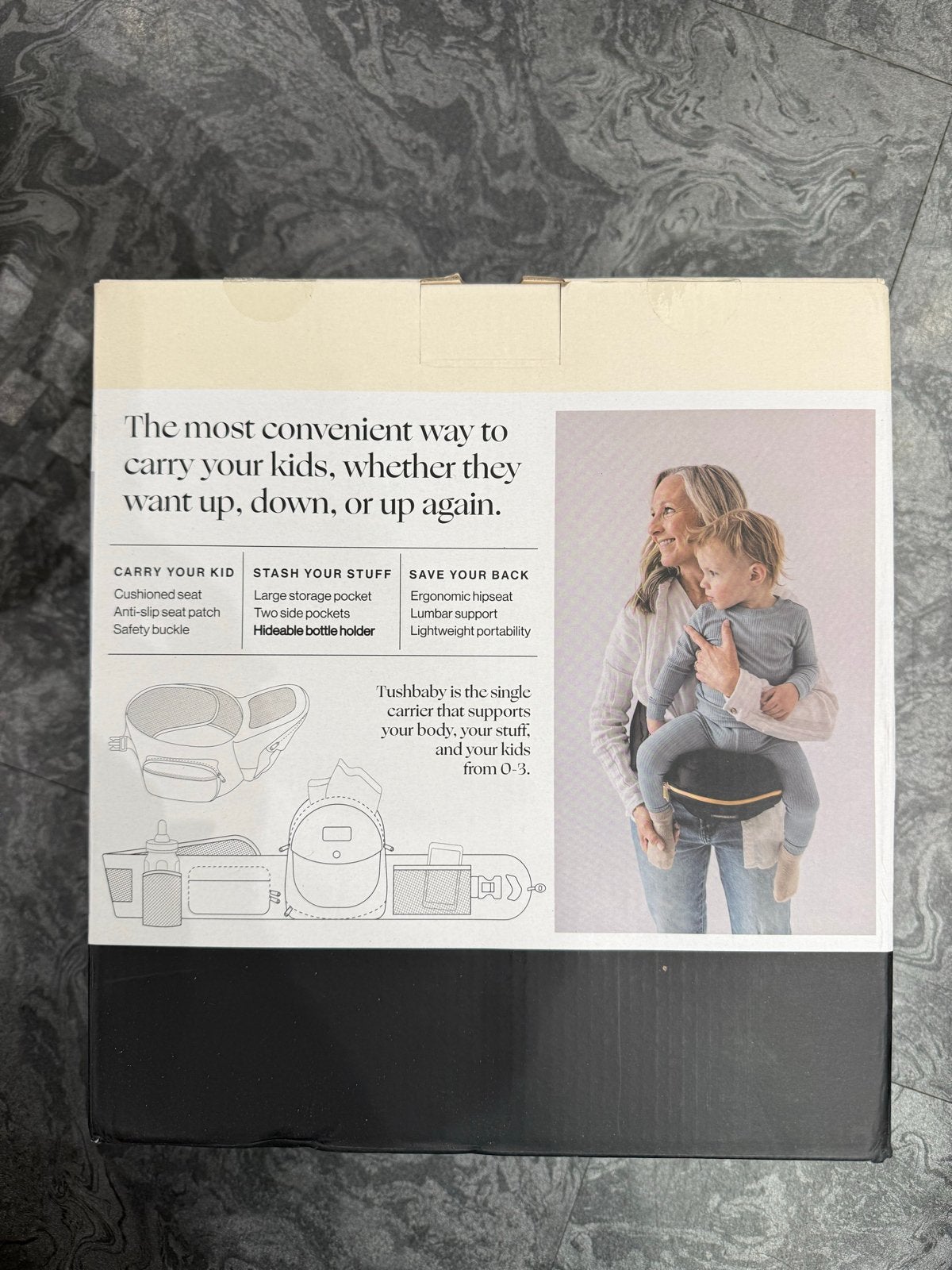 Tushbaby Strapless Baby Hipseat - Zwart & Goud, Overige merken, Overige typen, Nieuw, Ophalen of Verzenden