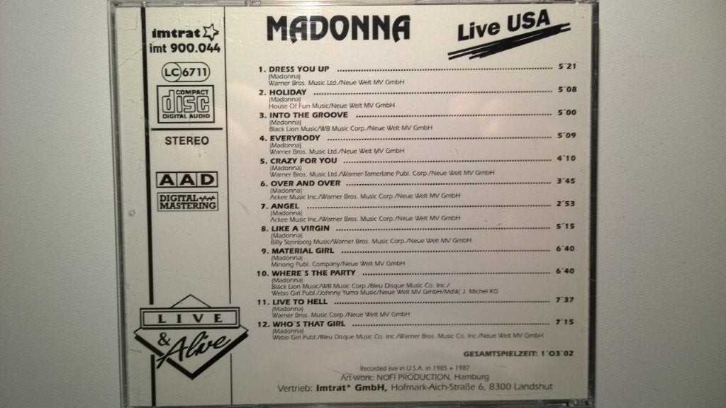Madonna - Madonna Live USA, Ophalen of Verzenden, Zo goed als nieuw, Pop, Album