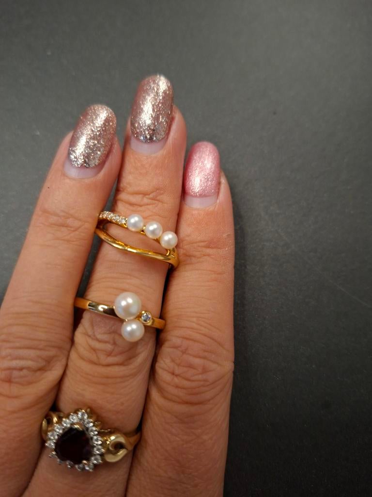 2 goude ringen Pandora met parels maat 54, Sieraden, Tassen en Uiterlijk, Ringen, Ophalen of Verzenden, Zo goed als nieuw, 17 tot 18