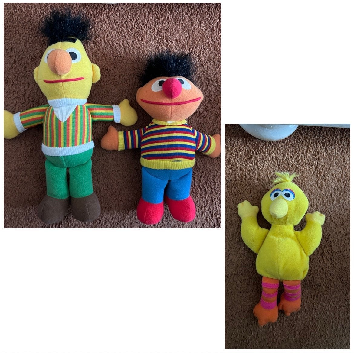 Vintage Sesamstraat knuffels: Bert, Ernie en Pino, Overige merken, Overige karakters, Overige typen, Ophalen of Verzenden
