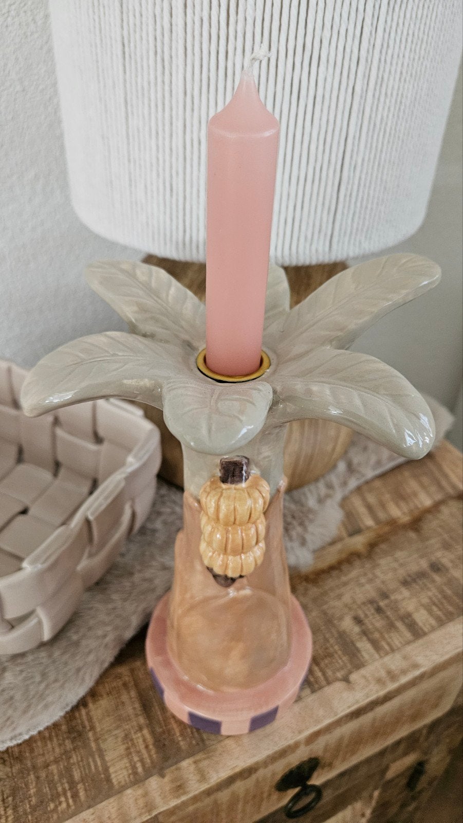 KERSTEN Kandelaar Palmboom Dolomiet 15,5x13,8x23,4 cm, Verzenden, Overige merken, Nieuw, Steen/keramiek