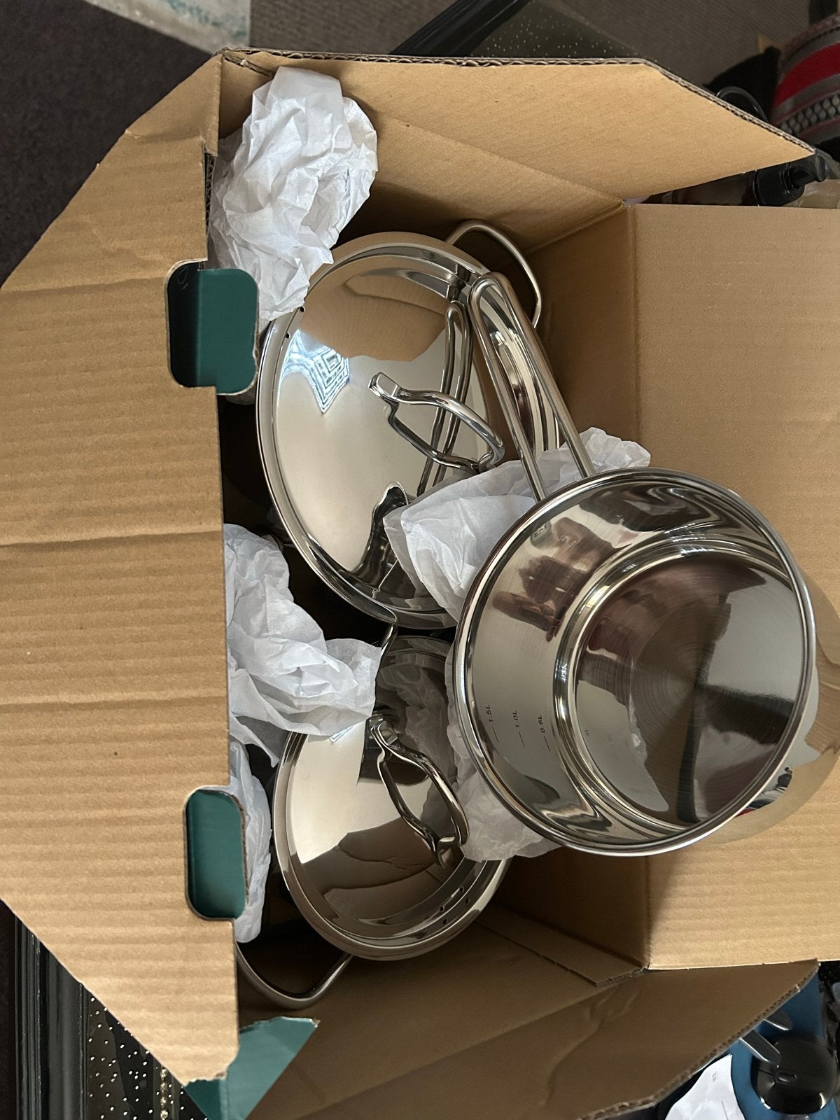 Nieuwe Sola Mirage 4-delige pannenset, Huis en Inrichting, Keuken | Potten en Pannen, Ophalen, Stapelbaar, Nieuw, Pannenset