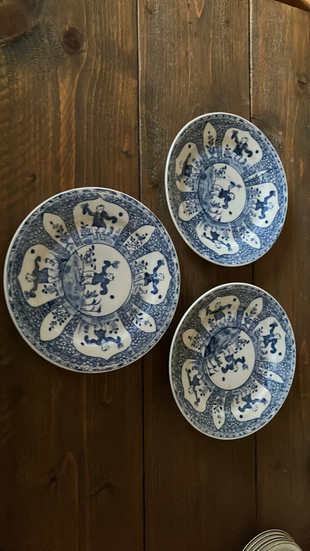 3 Mosa Maastricht “Zotjes” borden – chinoiserie ca. 1900, Ophalen
