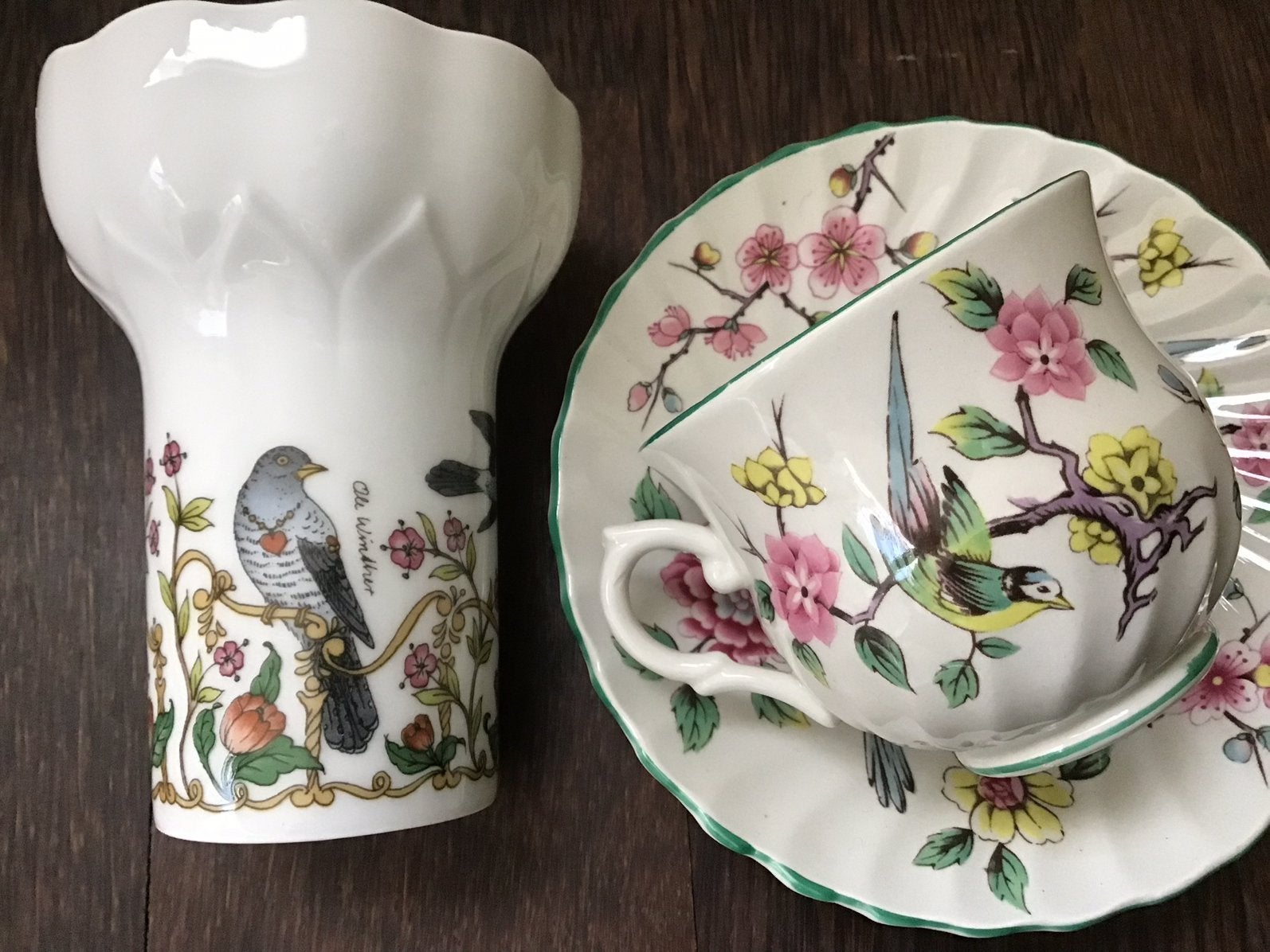 Hutchenreuter vaas maand mei - Old Foley kop en schotel, Ophalen of Verzenden