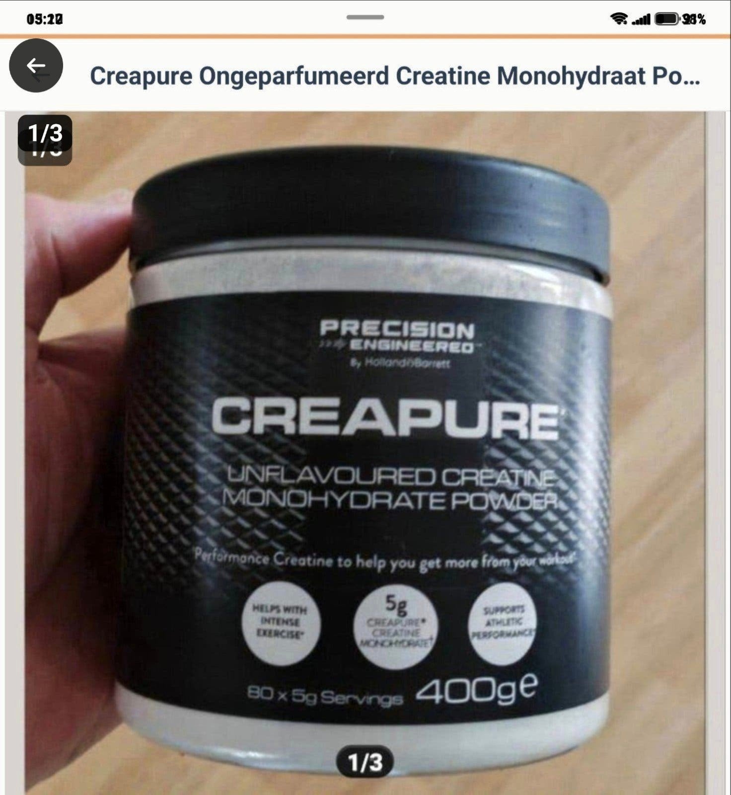 Creapure Ongeparfumeerd Creatine Monohydraat Poeder 400g, Ophalen of Verzenden, Nieuw, Poeder of Drank