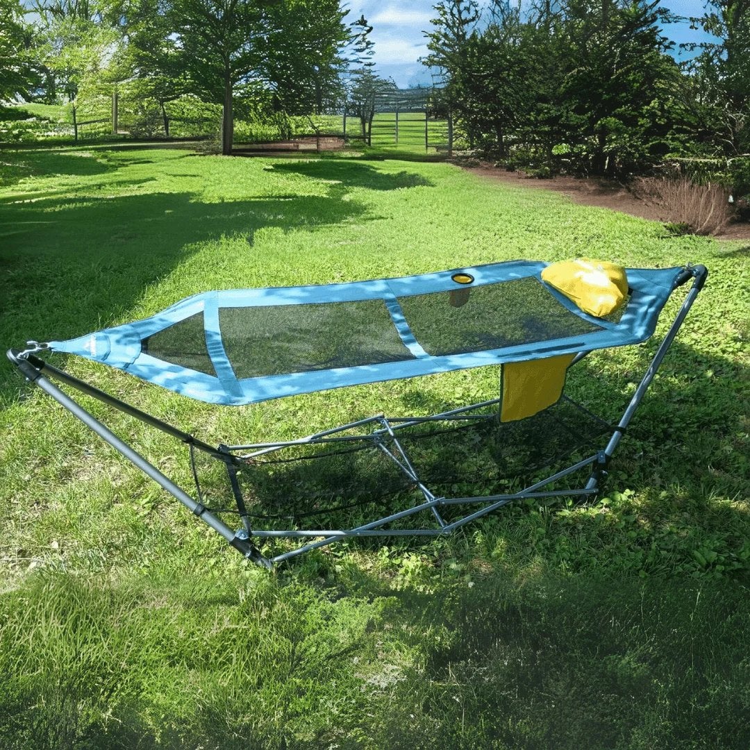 Opvouwbare Hangmat met Standaard - Comfortabel & Draagbaar, Tuin en Terras, Hangmatten, Binnen, Nieuw, Ophalen of Verzenden, Met standaard