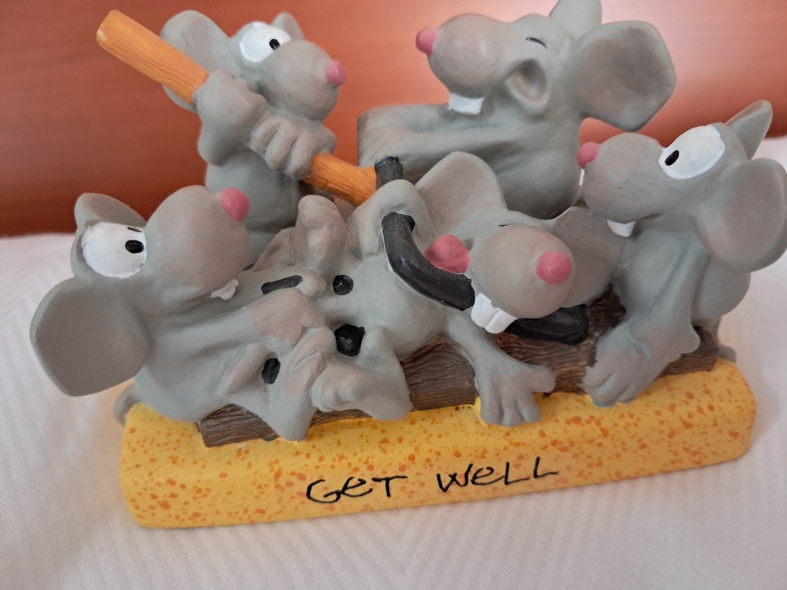 Grappig muizenbeeldje 'Get Well' - Cadeau voor beterschap, Verzamelen, Ophalen of Verzenden, Gebruikt