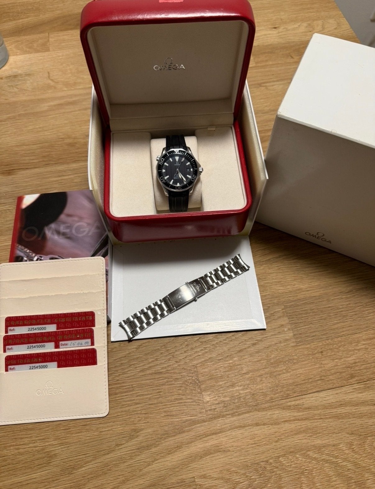 Omega Seamaster Diver 300M “Peter Blake” — Full Set, Ophalen, Staal, Polshorloge, Overige materialen