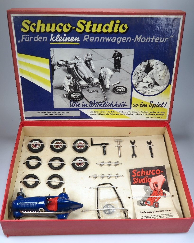 Schuco 1060 Montage doos (1946) m. Studio 1050 Racer ZGAN, Ophalen
