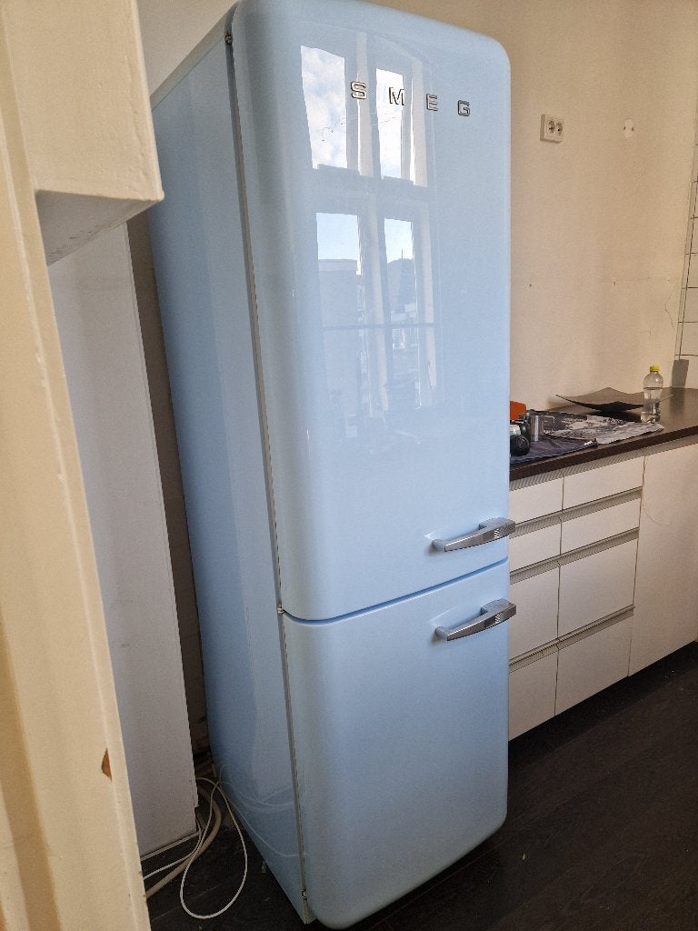 SMEG Retro blauw Koel-vries comb FAB32LAZN1, Ophalen, Gebruikt, 200 liter of meer, 60 cm of meer