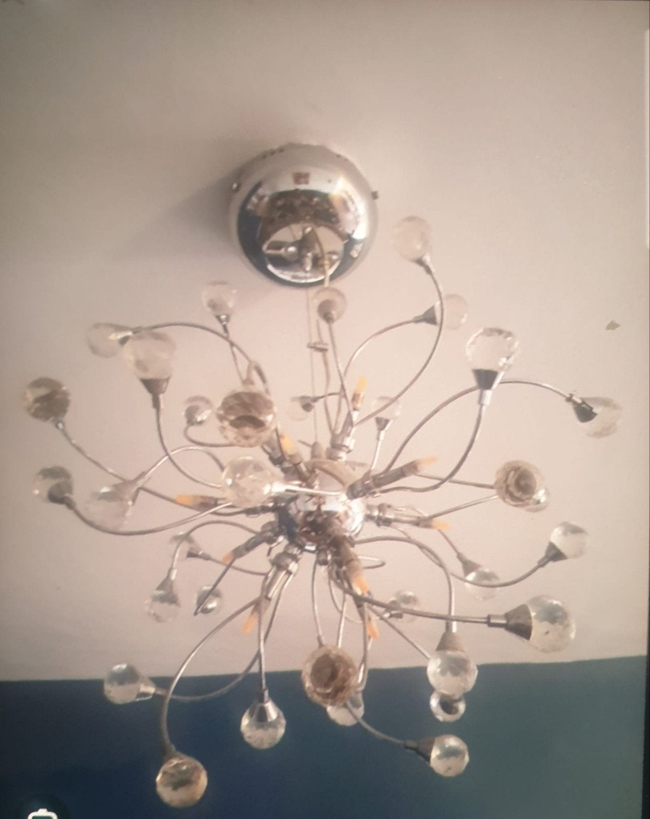 Moderne plafondlamp met kristallen bollen, Huis en Inrichting, Ophalen, Gebruikt, Modern, Speels, Overige fittingen