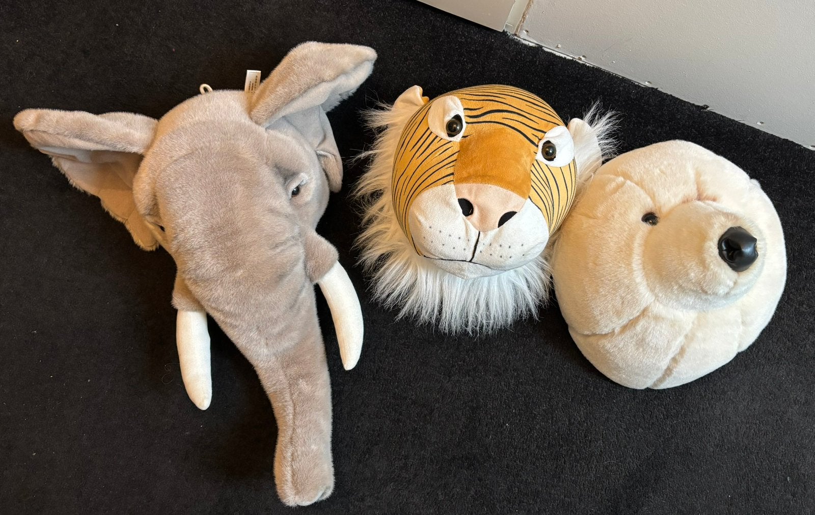 Pluche dierenkop, olifant/tijger/ijsbeer, Ophalen, Zo goed als nieuw, Wanddecoratie