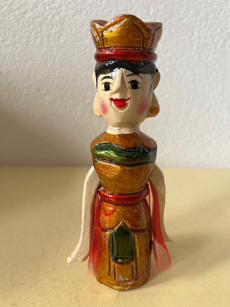 Vietnamese Waterpop Fee - Handbeschilderd Hout, Hout, Handgemaakt, 17 cm, Ophalen of Verzenden