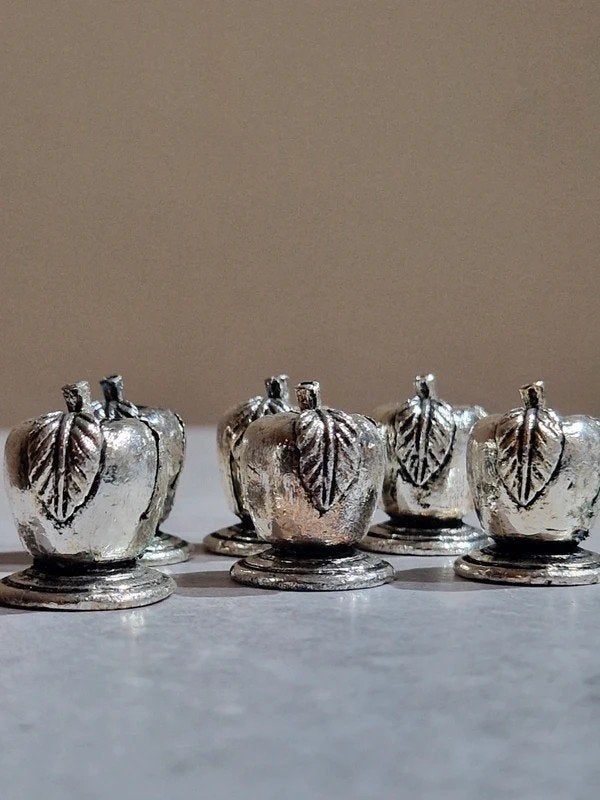 Vintage verzilverde appel naamkaarthouders – set van 6, Ophalen of Verzenden