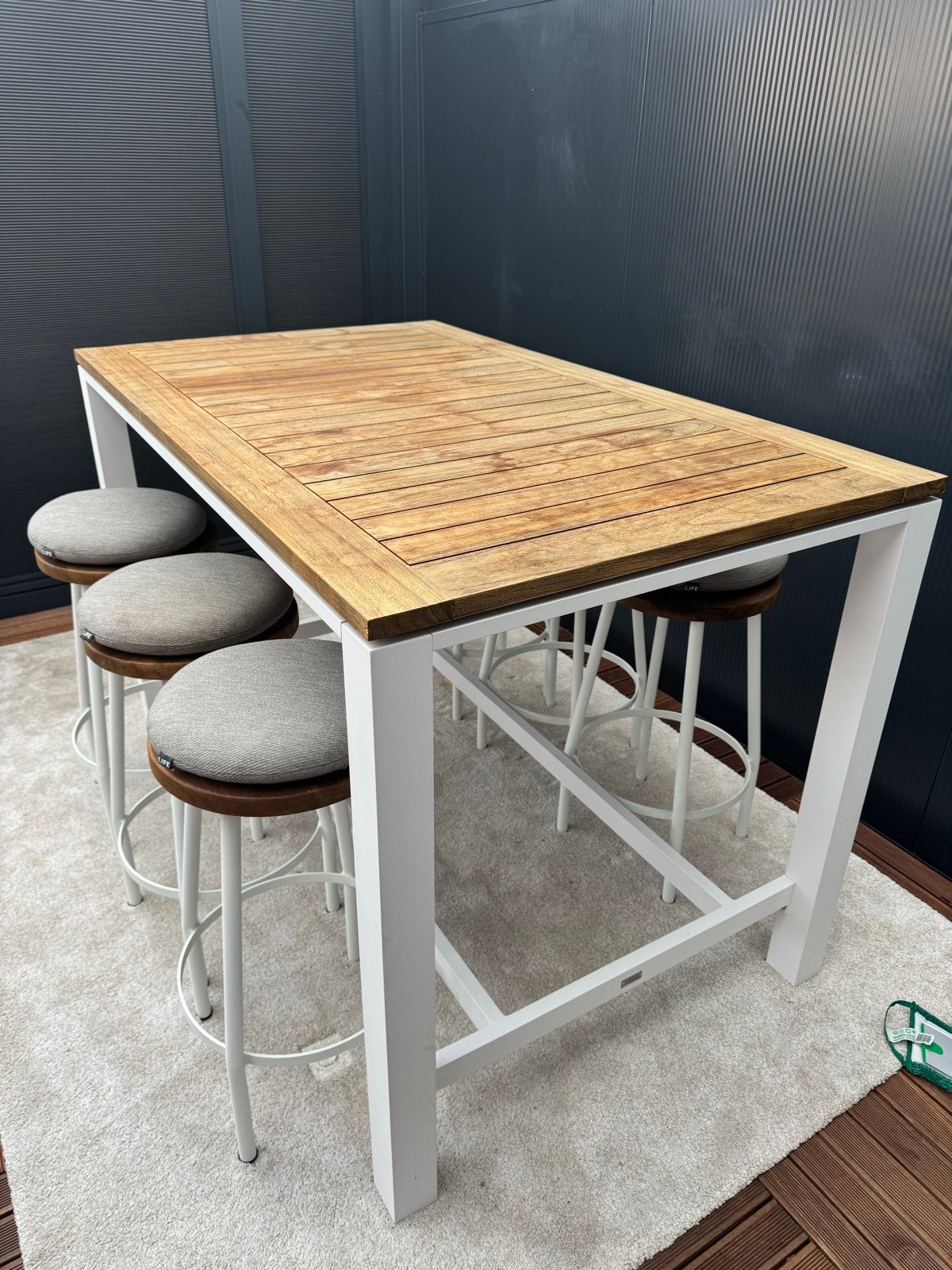 Life bartafel met 6 krukken - 150x90 cm, Ophalen, 90 cm of meer, Hout, Gebruikt