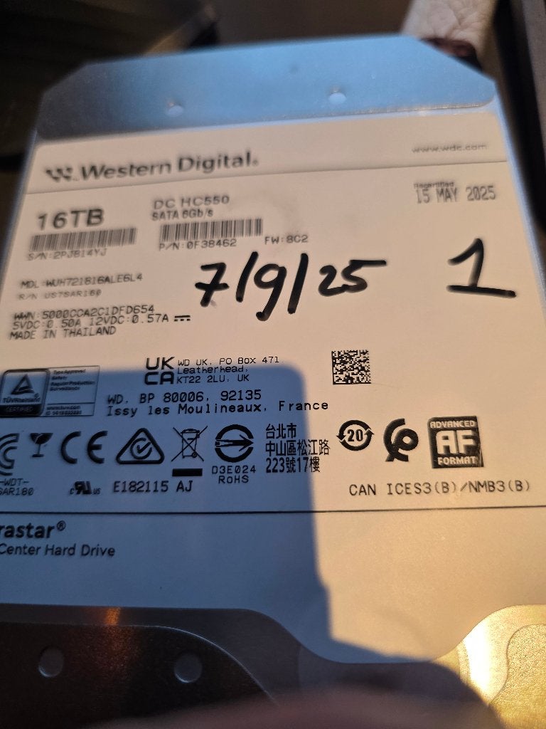 WD Ultrastar DC HC550 16TB SATA, Computers en Software, Harde schijven, Intern, Gebruikt, Info@schijfdirect.nl, Desktop