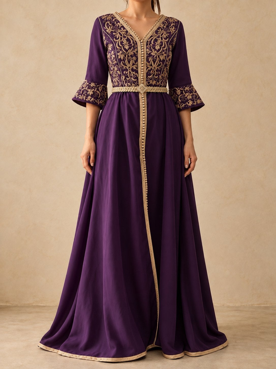 Caftan paars maat S/M, Maat 38/40 (M), Overige typen, Paars, Ophalen of Verzenden
