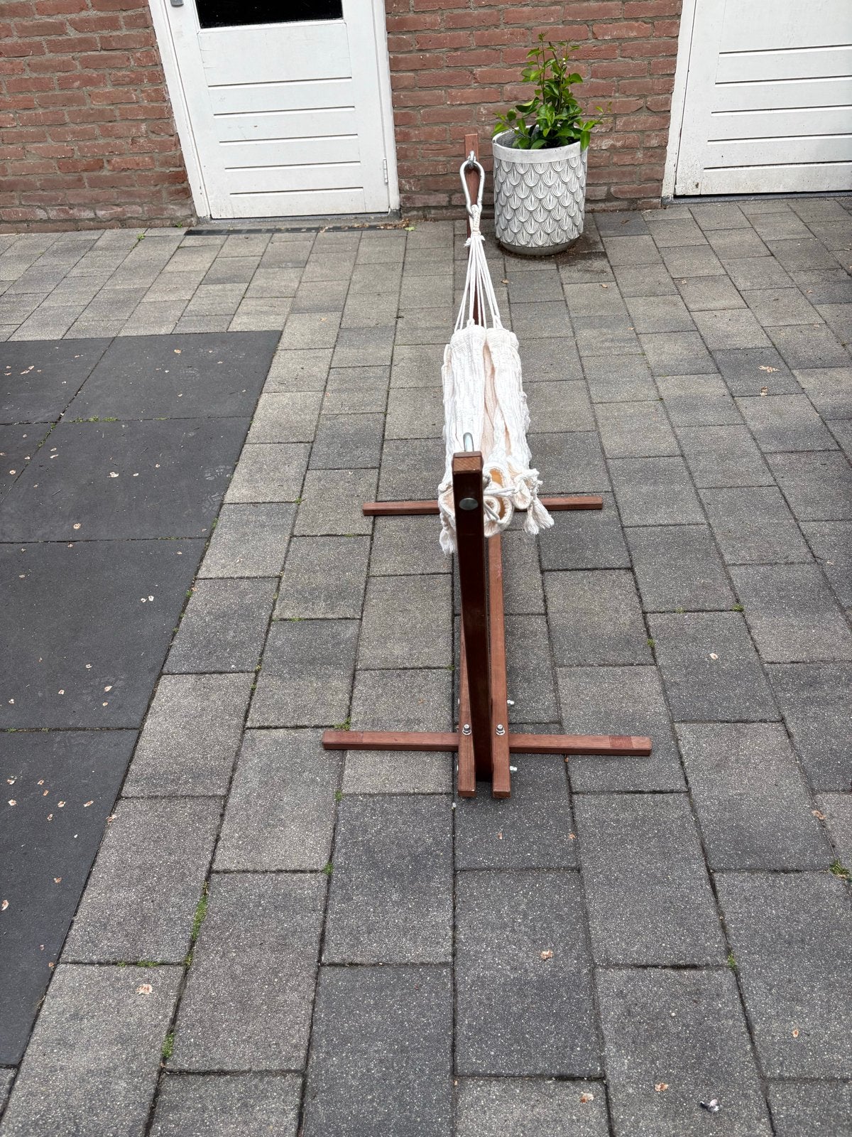 Baby hangmat met houten standaard en katoenen doek, Kinderen en Baby's, Overige Kinderen en Baby's, Ophalen of Verzenden, Gebruikt