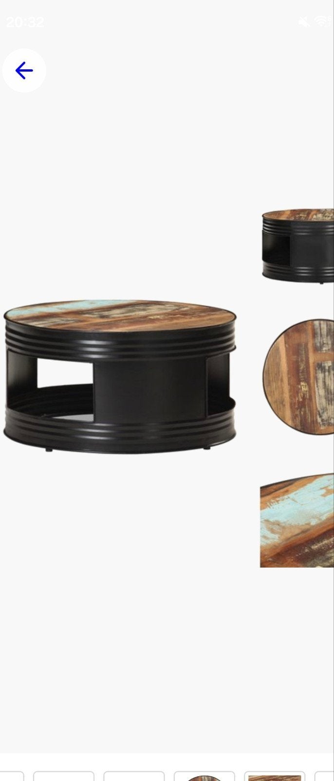 Salontafel rond industrieel gerecycled hout en metaal, Huis en Inrichting, 50 tot 100 cm, Rond, 50 tot 100 cm, Zo goed als nieuw