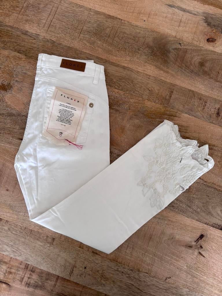 Florèz Witte Slim-Fit Jeans 'Charmeur' met Kanten Zoom, Kleding | Dames, Spijkerbroeken en Jeans, Ophalen of Verzenden, Nieuw