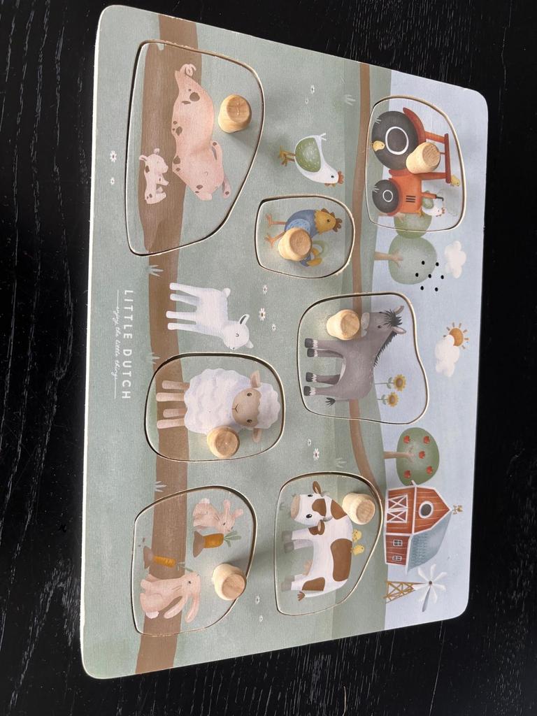 Little Dutch Houten Boerderij Puzzel met Geluid, Ophalen of Verzenden, Zo goed als nieuw, Overige typen, Met geluid