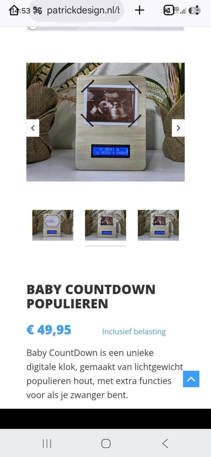 Patrick Design Baby countdown fotoslijstje met digitaal op e, Ophalen of Verzenden