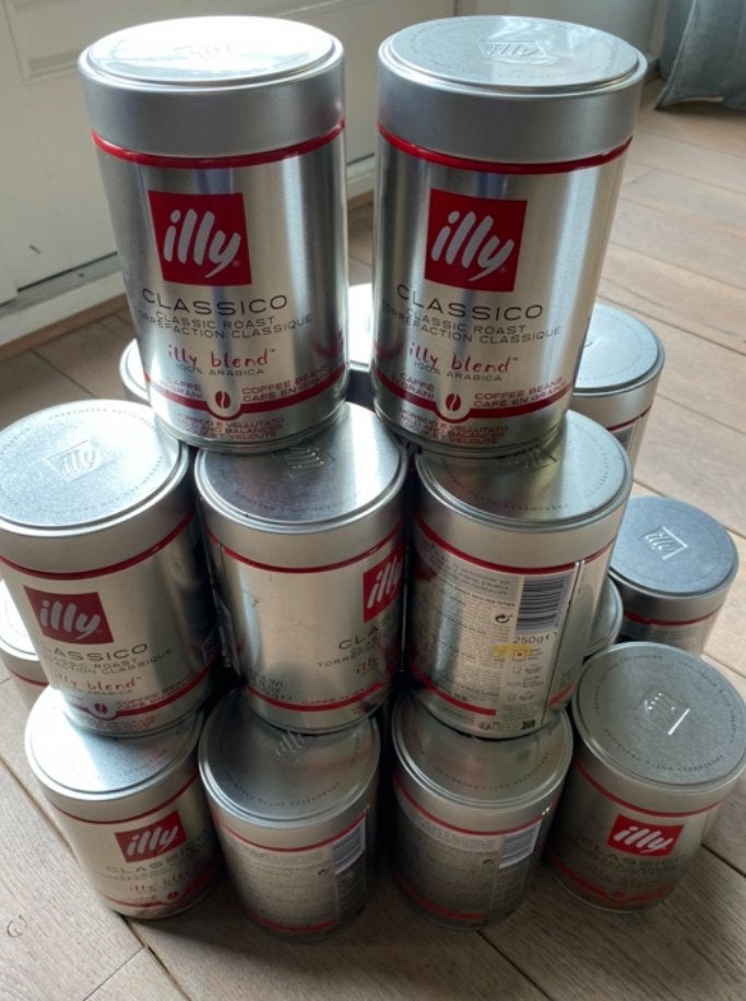 Lege Illy koffieblikken, 16 stuks. Handig voor opbergen., Ophalen, Gebruikt, Overige