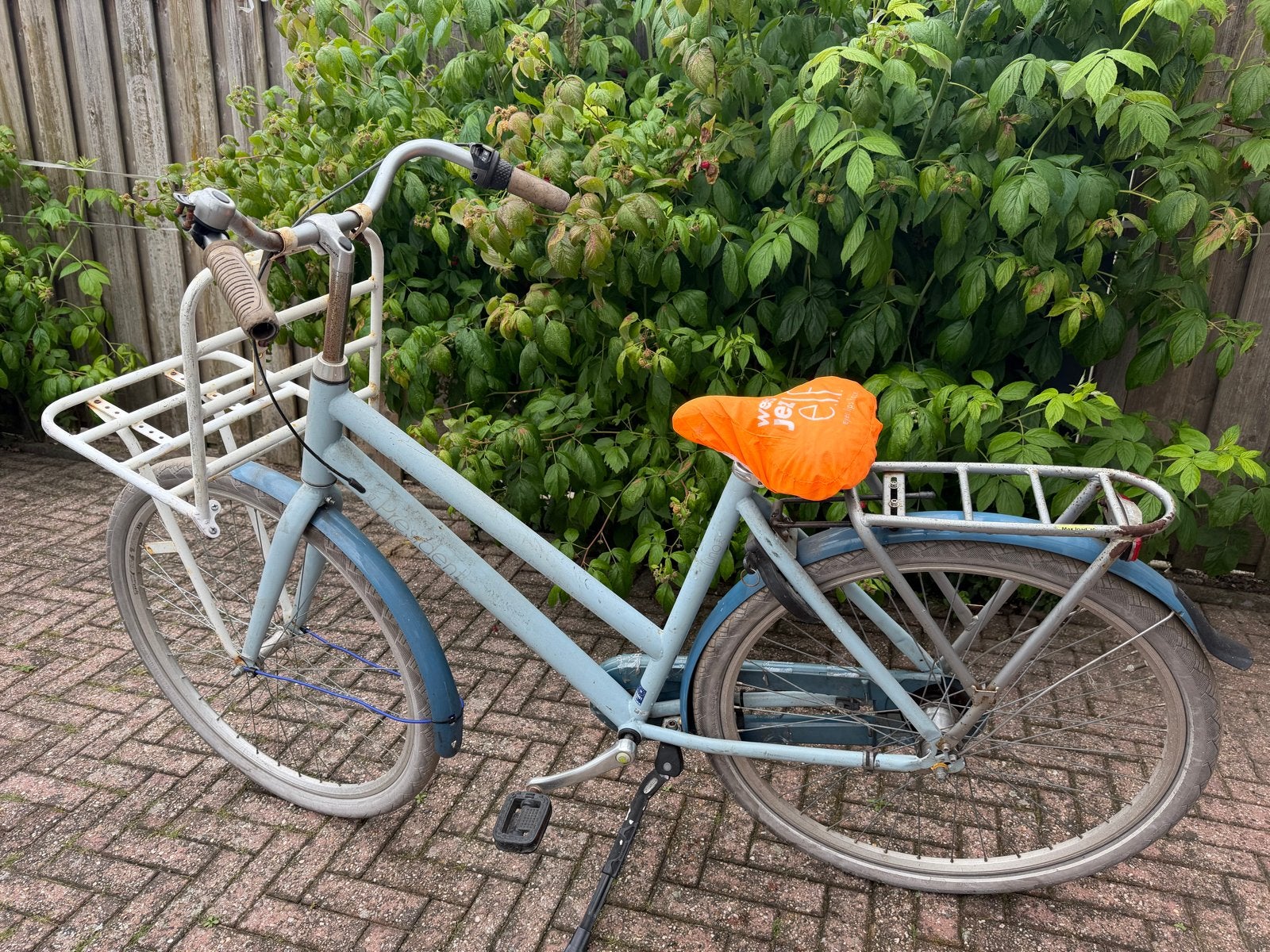 Degelijke fiets met voordrager en bagagedrager, Terugtraprem, Ophalen, Overige merken, 53 tot 56 cm