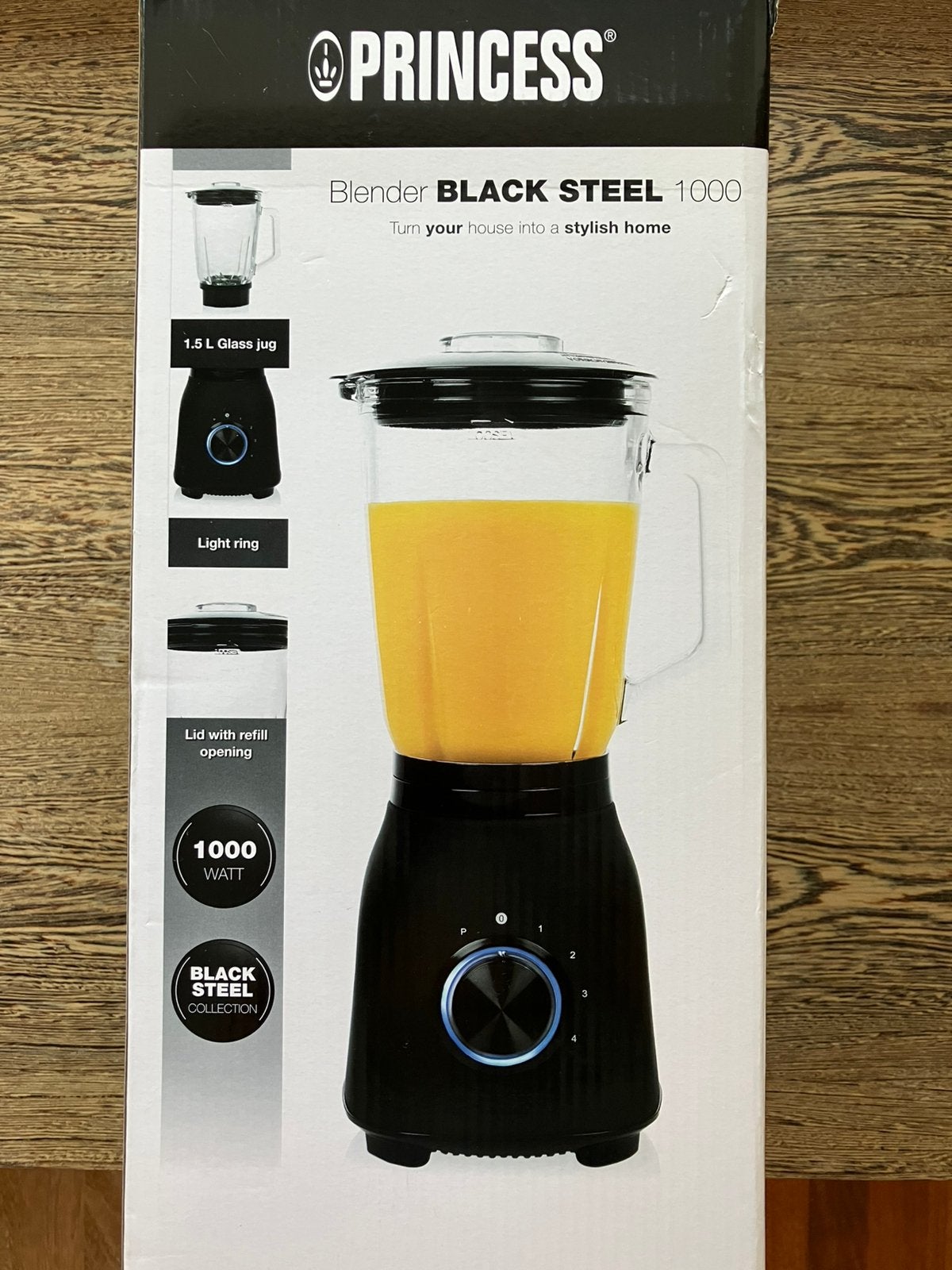 Princess blender black steel 1000, Witgoed en Apparatuur, Blenders, Ophalen of Verzenden, Nieuw, Blender