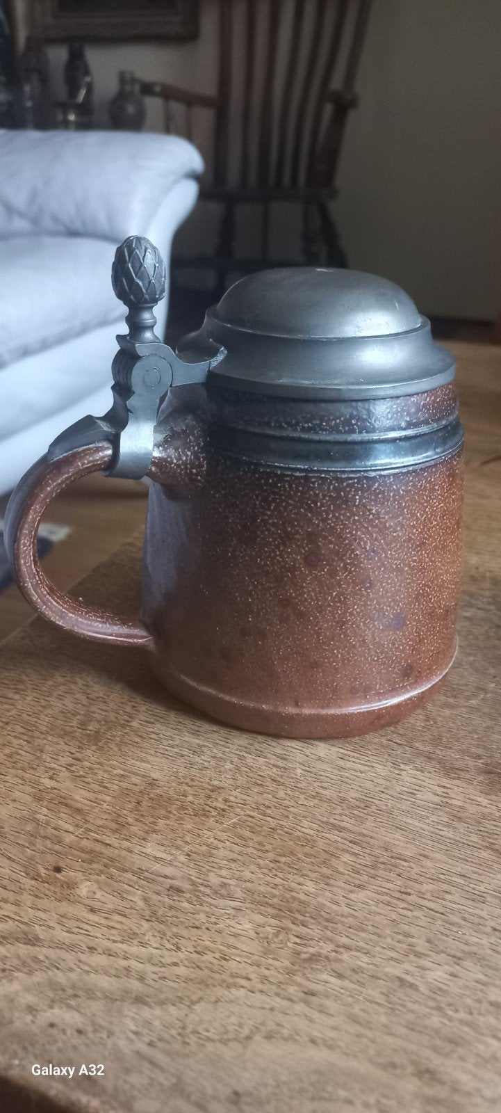 Aardewerk Bierpul met tinnen deksel, Ophalen of Verzenden