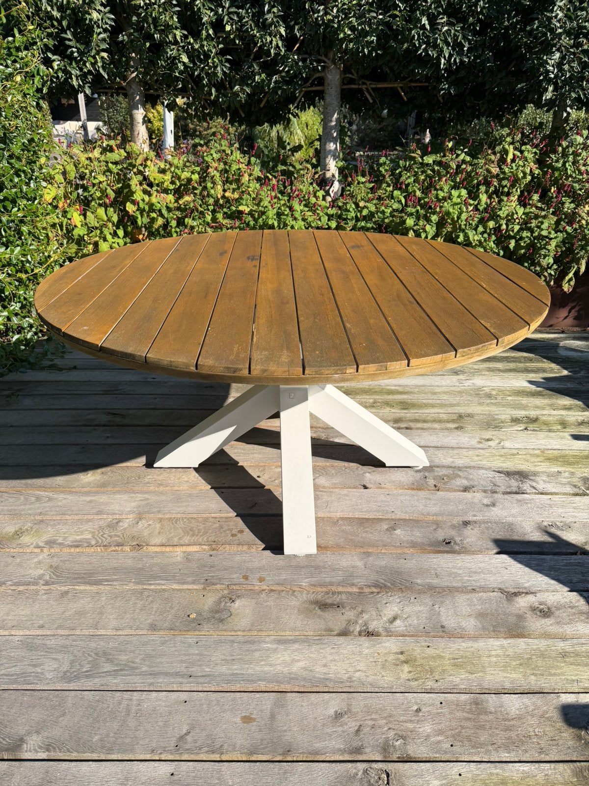 Tuintafel, Ophalen, Zo goed als nieuw, Rond, Teakhout