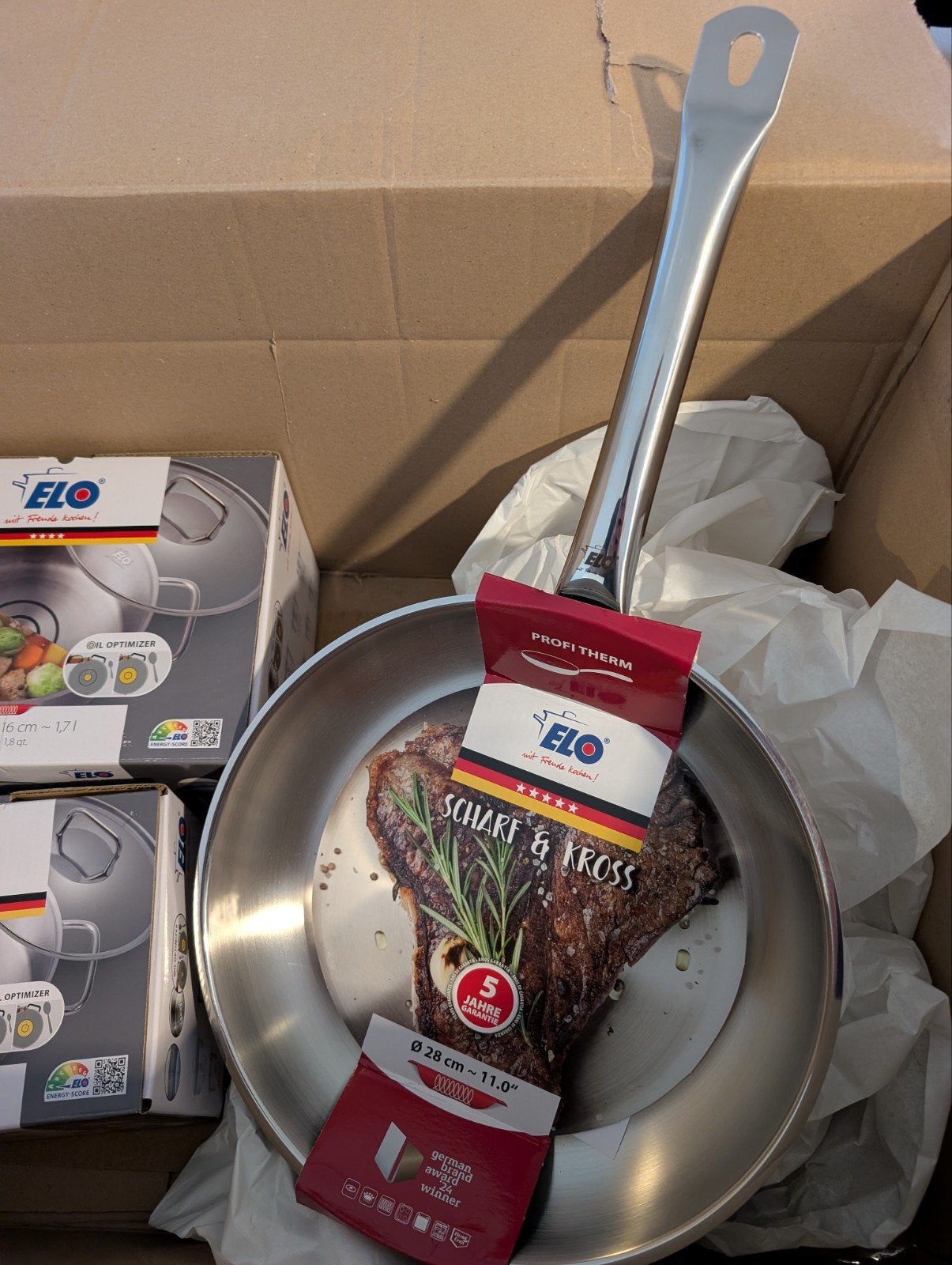 ELO Profi Therm Koekenpan & Citrin Kookpannen (3-delig), Ophalen of Verzenden, Nieuw, Rvs, Pannenset