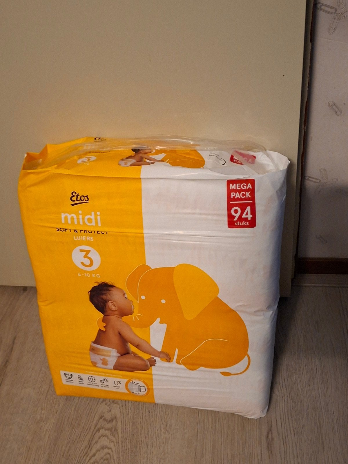 5 pakken Etos Midi Luiers Maat 3 (4-10 kg) Megapack 94 stuk, Verzenden, Nieuw
