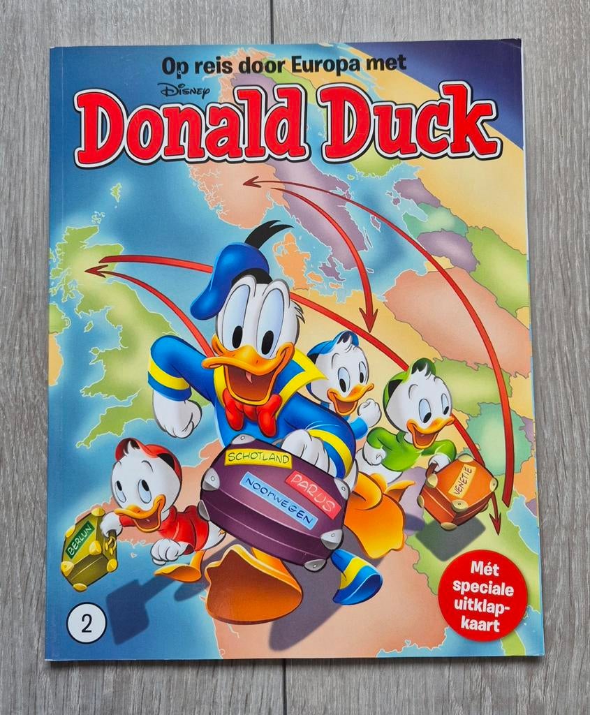 Op reis door Europa met Donald Duck, Boeken, Eén stripboek, Ophalen of Verzenden, Zo goed als nieuw