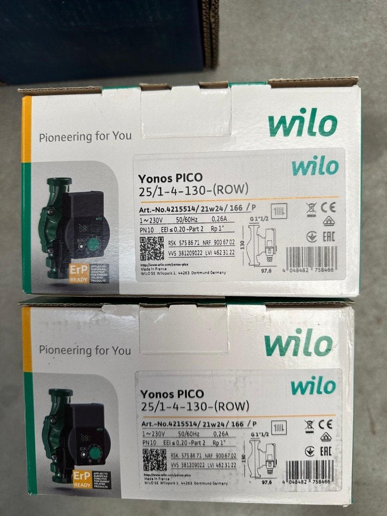 2xCirculatiepomp Yonos Pico 2.0 25/1-4 130mm 230v Wilo, Ophalen, Minder dan 30 cm, Overige typen, Nieuw