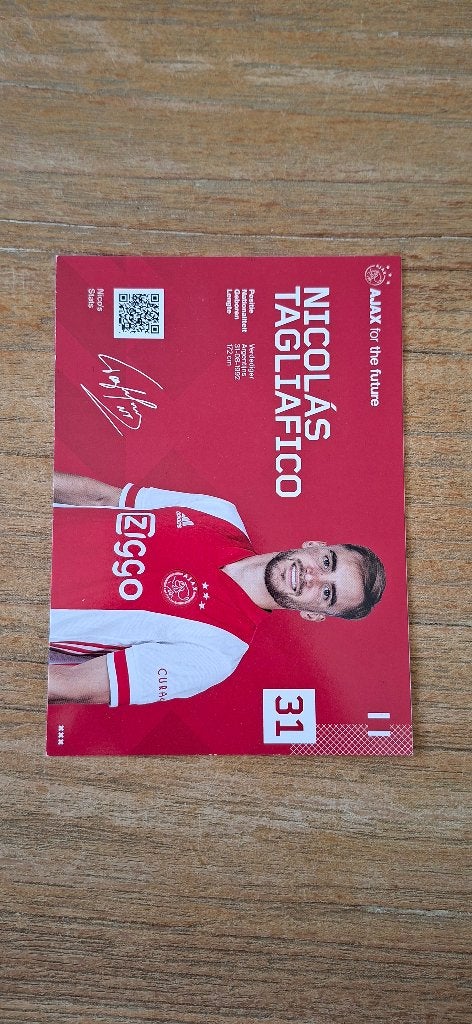 Spelerskaart; Nicolas Tagliafico # Ajax Amsterdam, Ophalen of Verzenden, Nieuw, Ajax, Spelerskaart