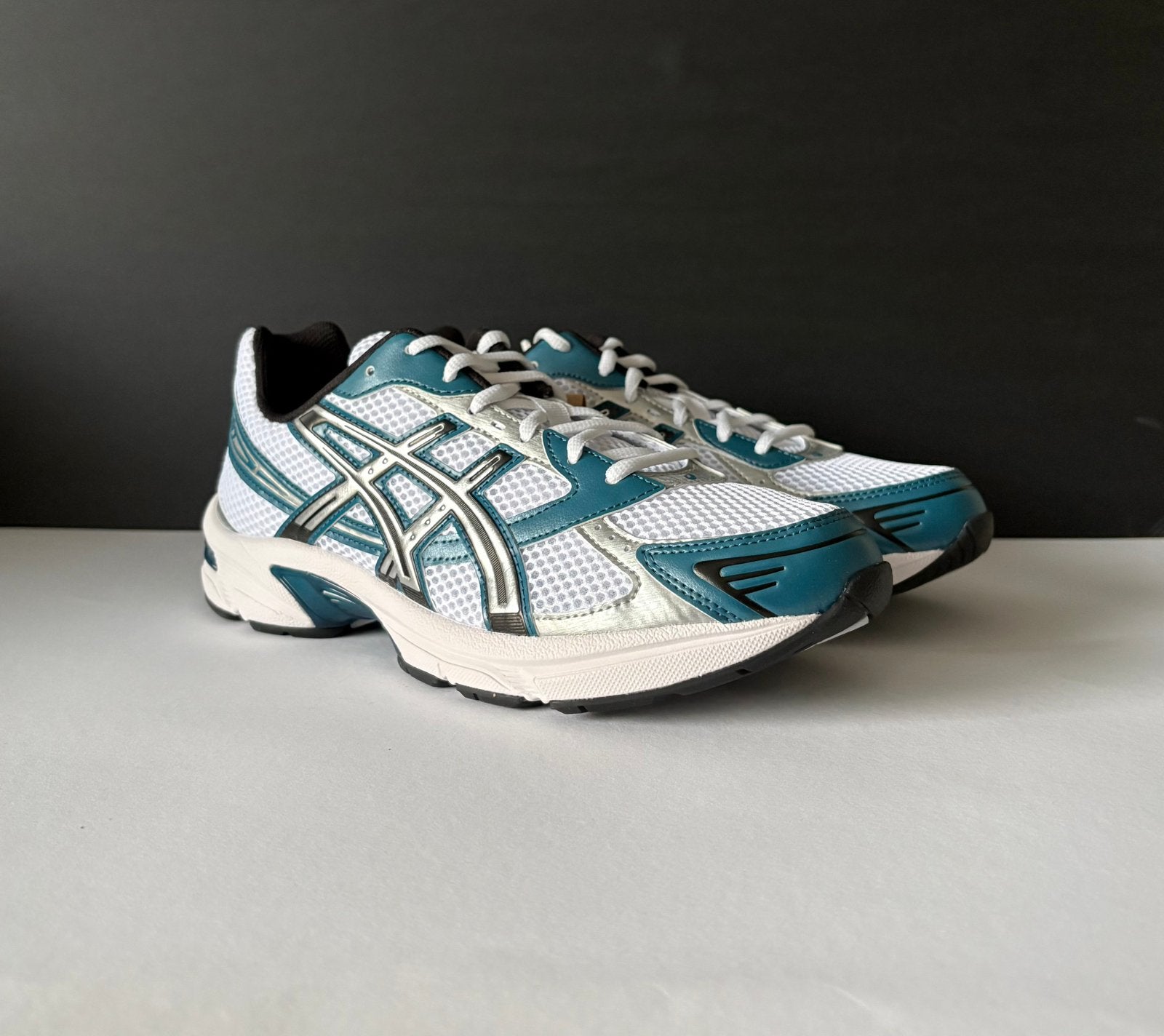 Asics Gel-1130 White/Restful Teal Maat 44, Verzenden, Wit, Sneakers of Gympen, Zo goed als nieuw